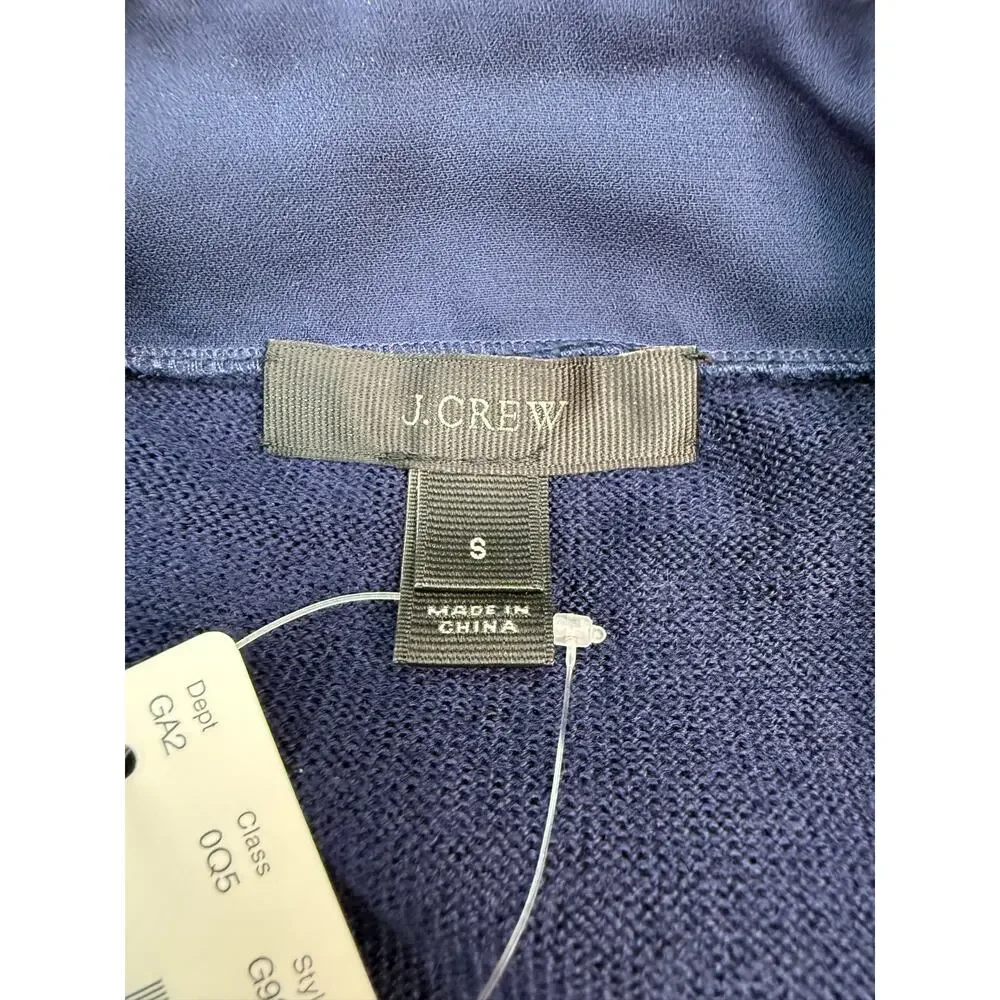 J. Crew Harlow Cardigan Navy Blue Merino Wool Button Front Sweater Size S NWT